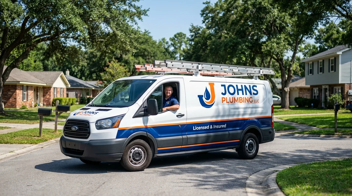 Johns Plumbing LLC service van in Lewiston, NY