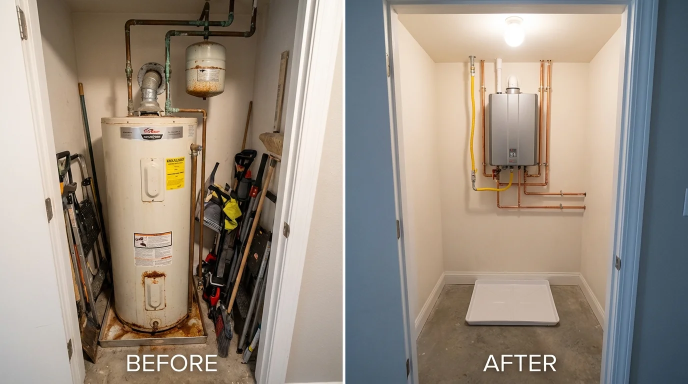 Tank water heater versus wall-mounted tankless unit comparison for Lewiston, NY homeowners